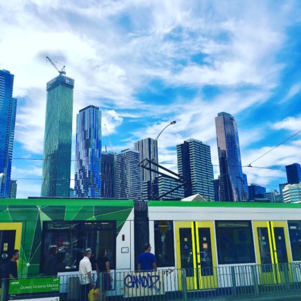 skyline Melbourne tram